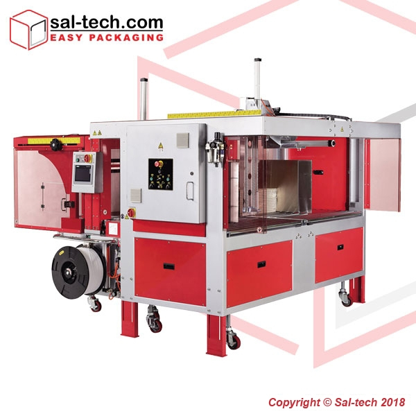 STEP TP-702CCQ Corrugated Strapping Machines with 3-Sides Squaring Function