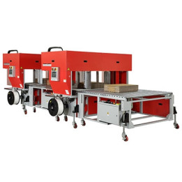 STEP TP-702CQ3-T Corrugated Tandem Strapper, Squaring & Back stop machine de