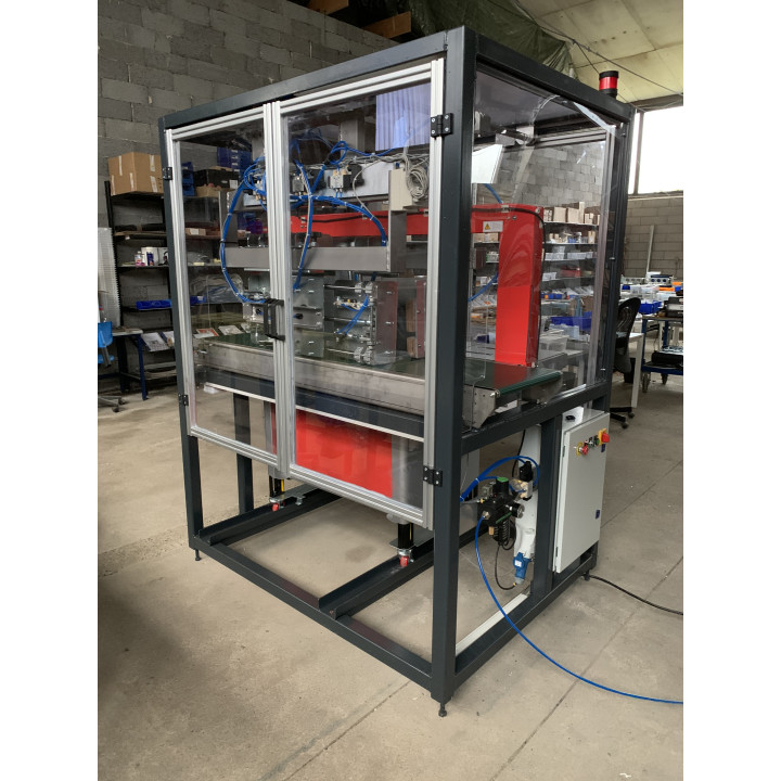 Inline compression and strapping unit