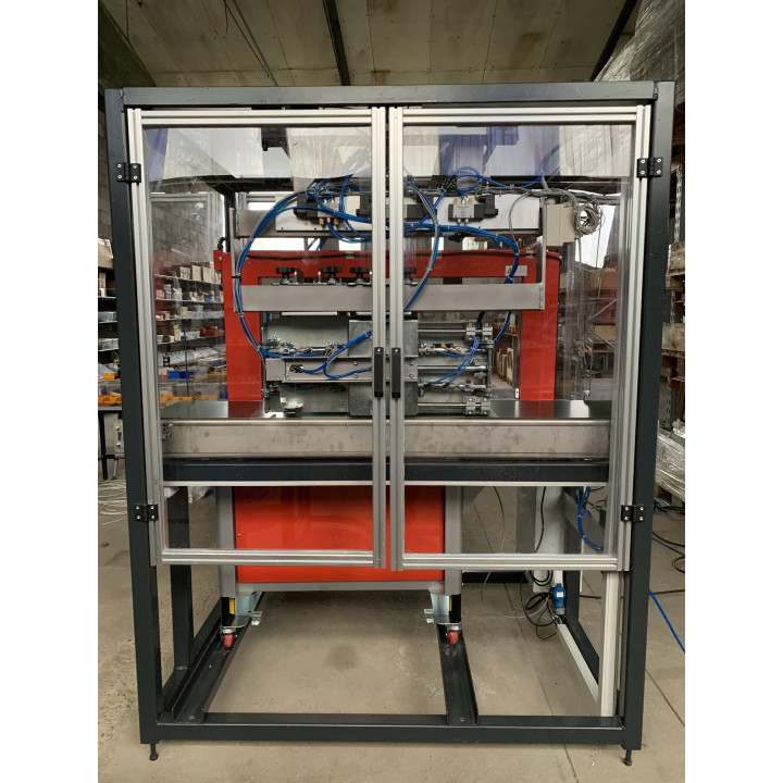 Inline compression and strapping unit