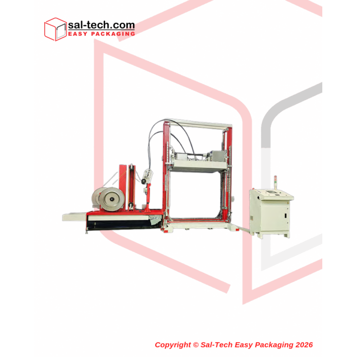 STEP TP-733 VTSP-S Fully Automatic Pallet Strapping Machine w. 2.5tons press